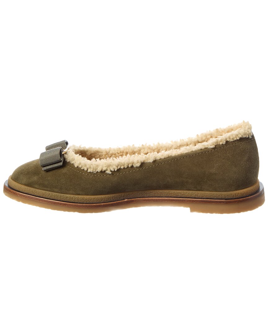 Ferragamo Ferragamo Varina Suede & Wool Ballet Flat