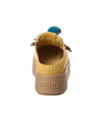 Fendi Ff Logo Suede & Shearling Mule