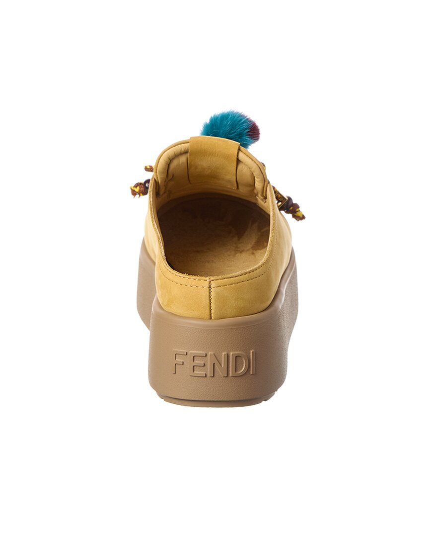 Fendi Ff Logo Suede & Shearling Mule