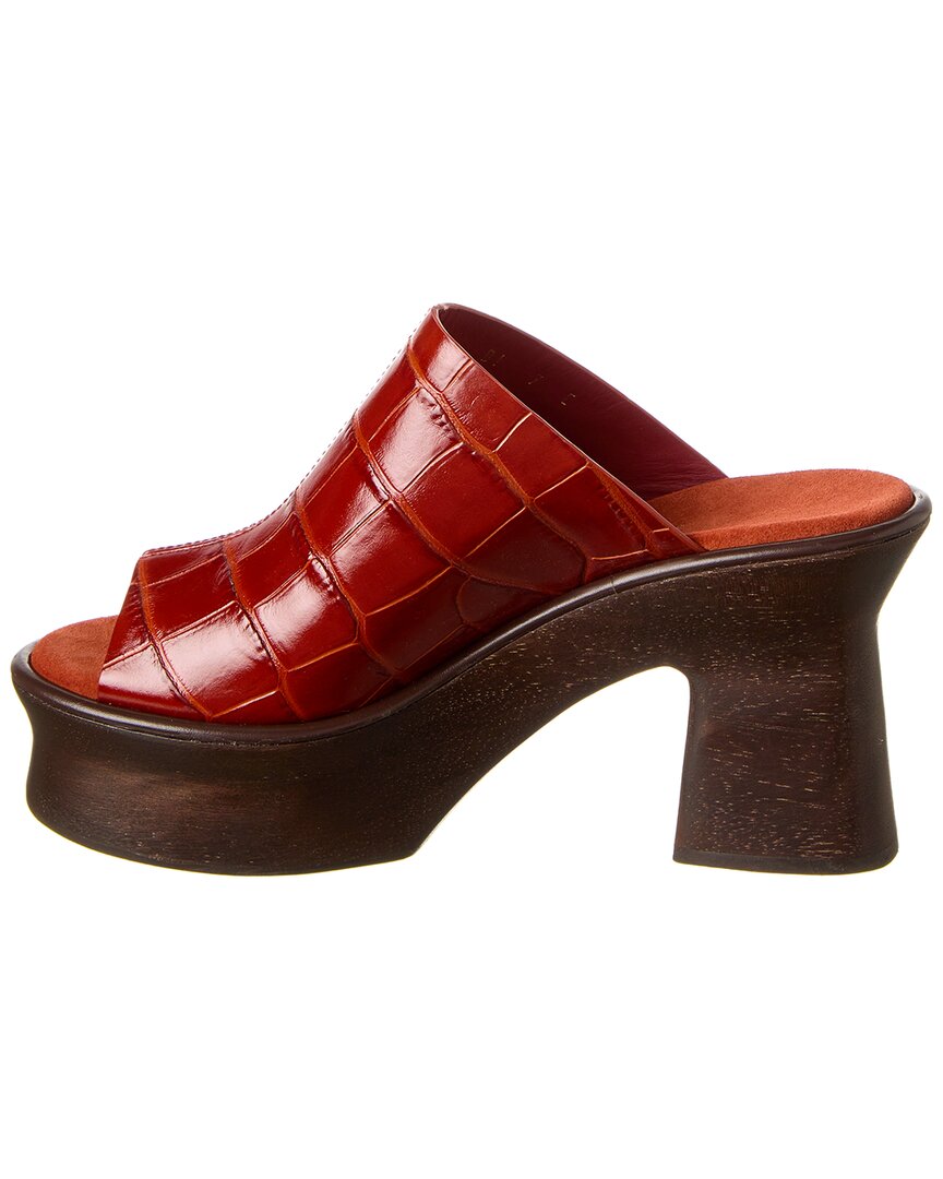 Ferragamo Ferragamo Samanta Croc-Embossed Leather Platform Sandal