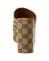 Gucci Horsebit Gg Canvas Wedge Sandal