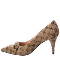 Gucci Horsebit Canvas & Leather Pump