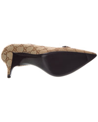 Gucci Horsebit Canvas & Leather Pump