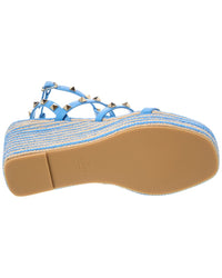 Valentino Rockstud Caged 95 Leather Wedge Sandal