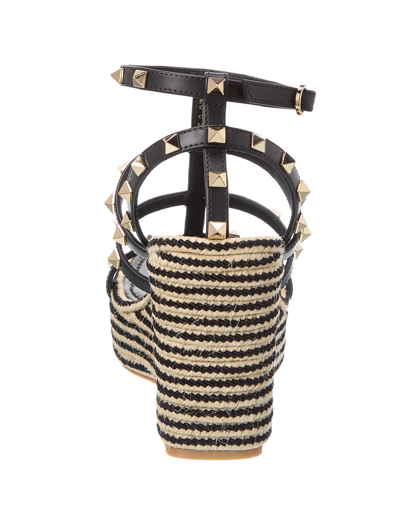 Valentino Rockstud Caged 95 Leather Wedge Sandal