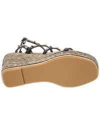 Valentino Rockstud Caged 95 Leather Wedge Sandal