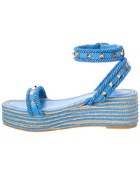 Valentino Rockstud 45 Leather Wedge Sandal