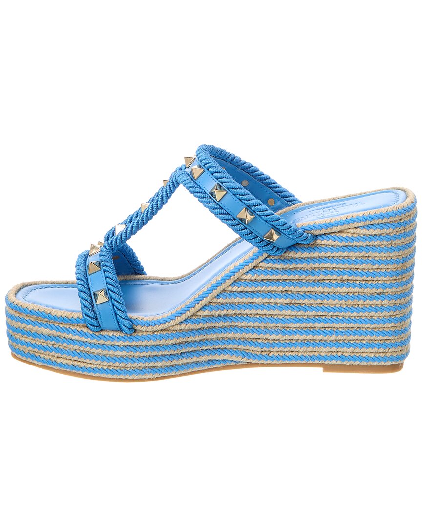 Valentino Rockstud 80 Leather Wedge Sandal