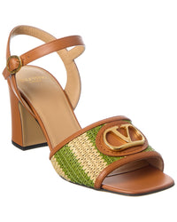 Valentino Vlogo Signature 75 Straw & Leather Sandal