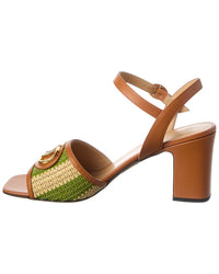 Valentino Vlogo Signature 75 Straw & Leather Sandal