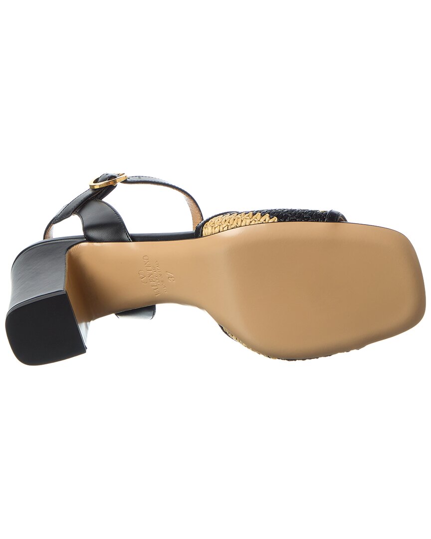 Valentino Vlogo Signature 75 Straw & Leather Sandal