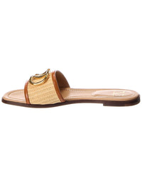 Valentino Vlogo Signature Raffia & Leather Sandal