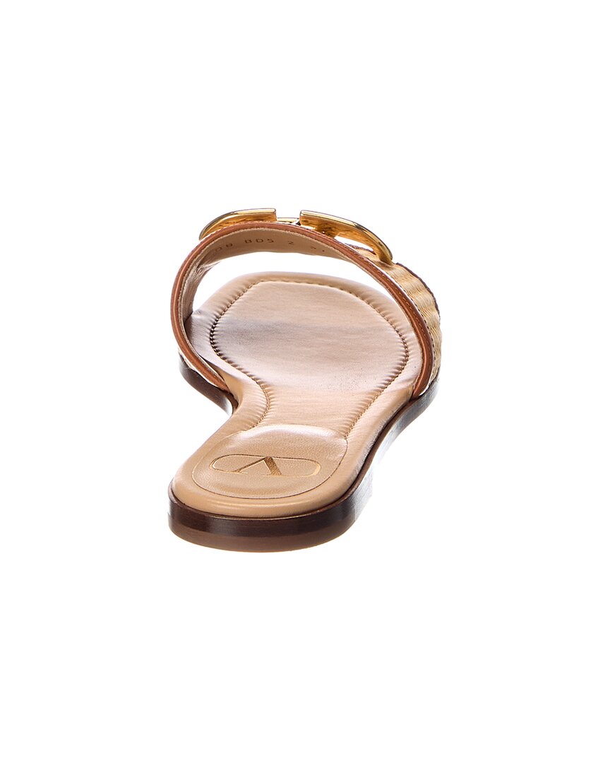 Valentino Vlogo Signature Raffia & Leather Sandal