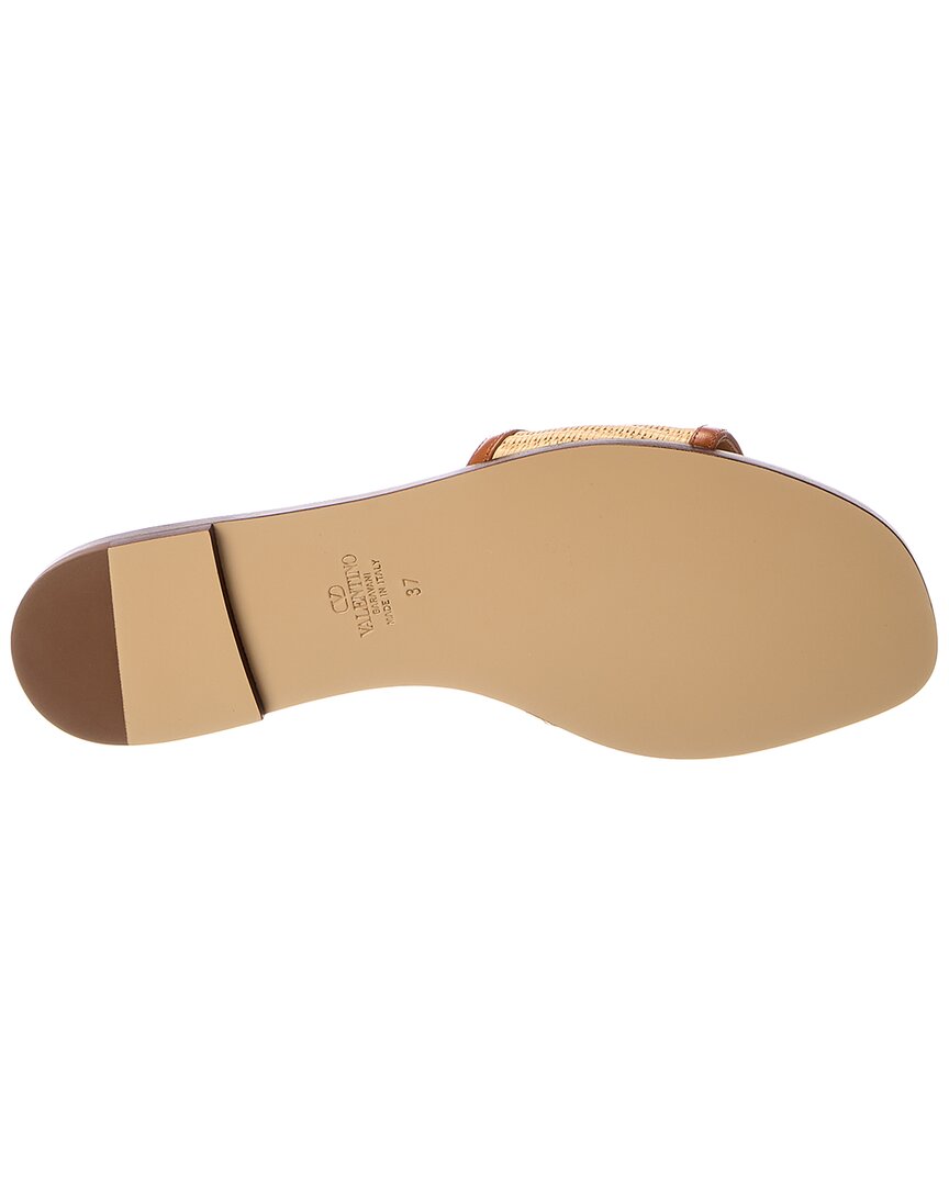 Valentino Vlogo Signature Raffia & Leather Sandal