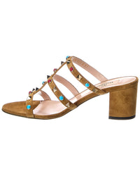 Valentino Rockstud Caged 60 Suede Sandal