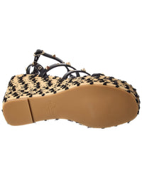 Valentino Rockstud 95 Leather Wedge Sandal