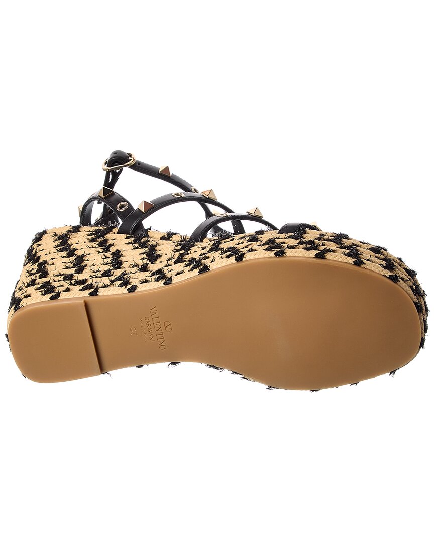 Valentino Rockstud 95 Leather Wedge Sandal