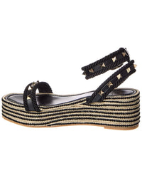 Valentino Rockstud 45 Leather Wedge Sandal