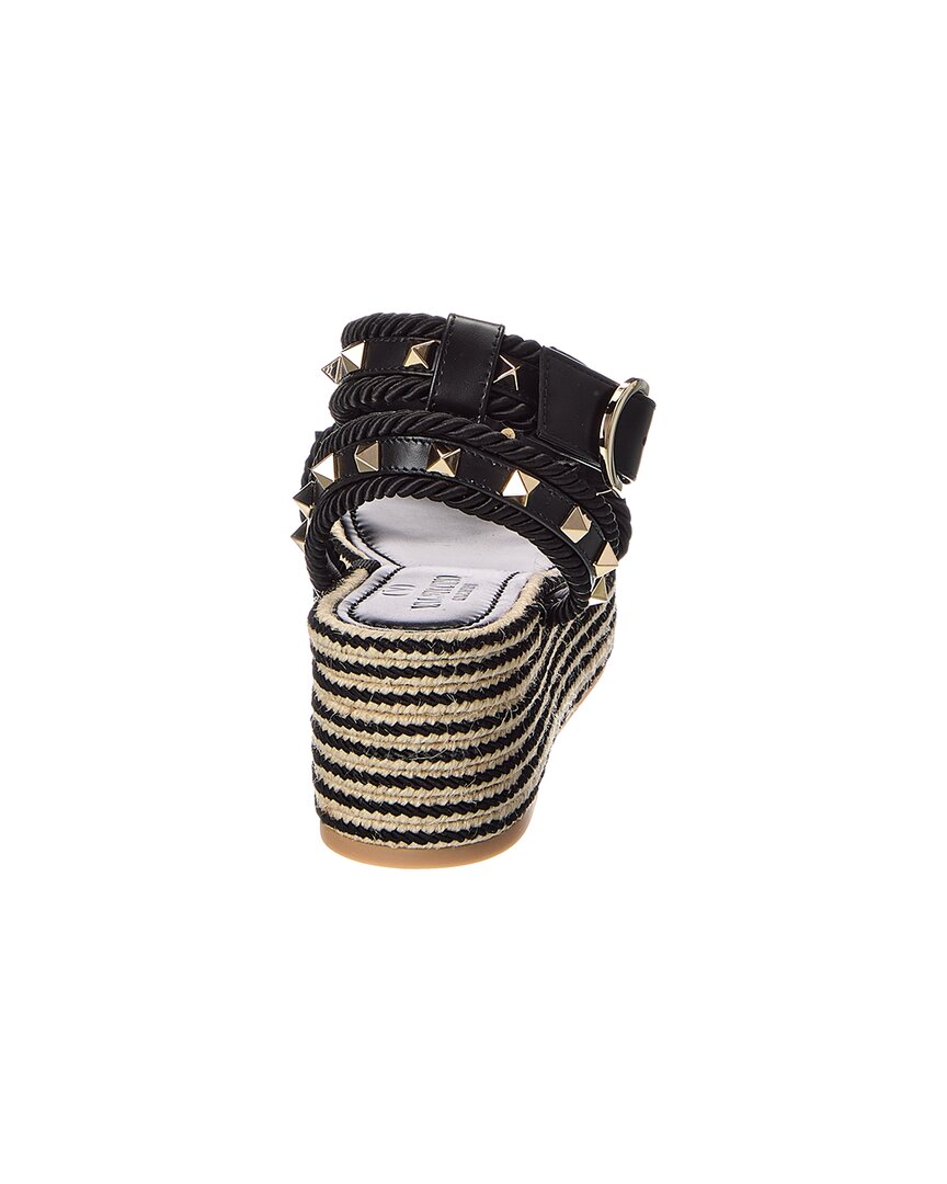 Valentino Rockstud 45 Leather Wedge Sandal