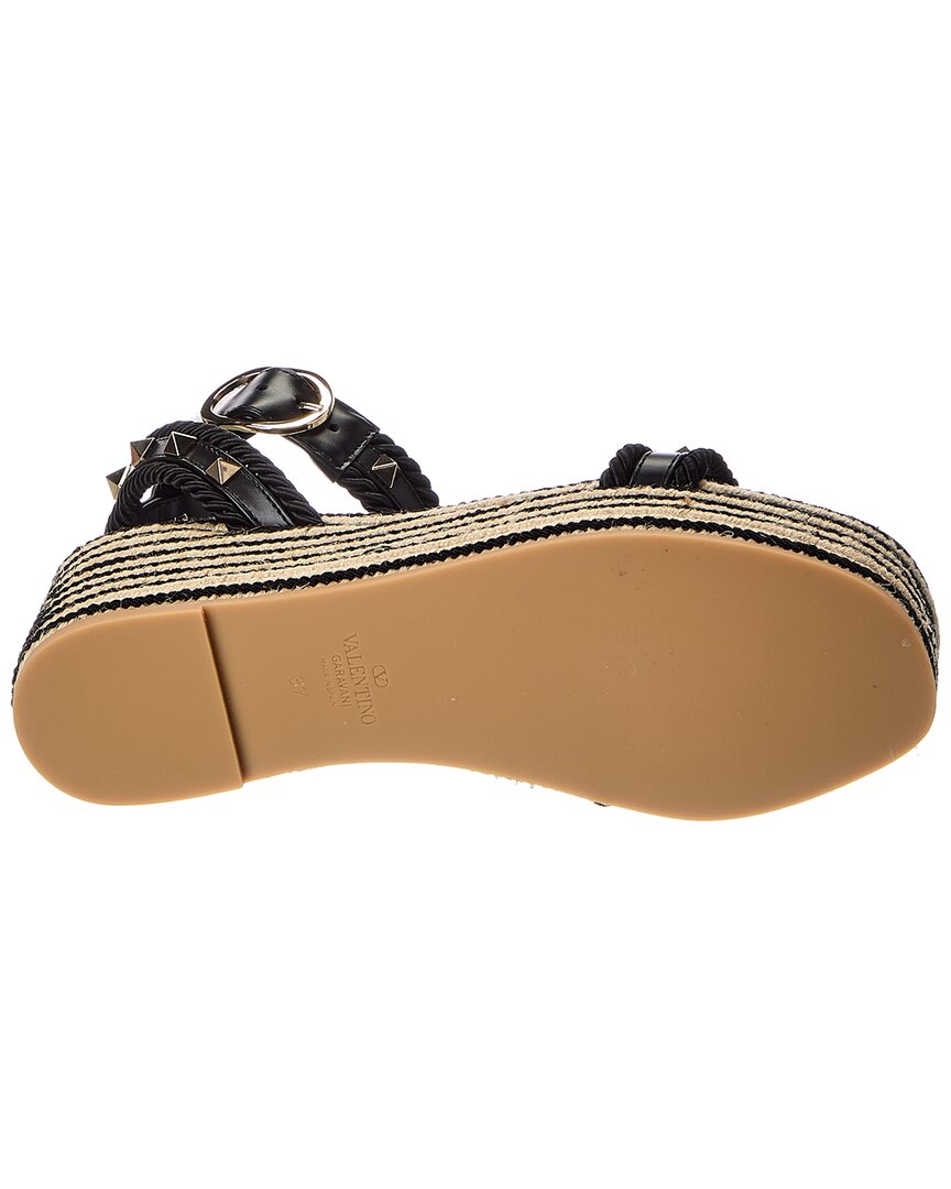 Valentino Rockstud 45 Leather Wedge Sandal