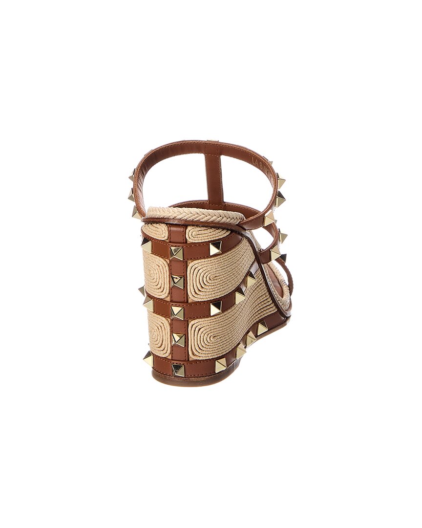 Valentino Rockstud 100 Leather Wedge Sandal