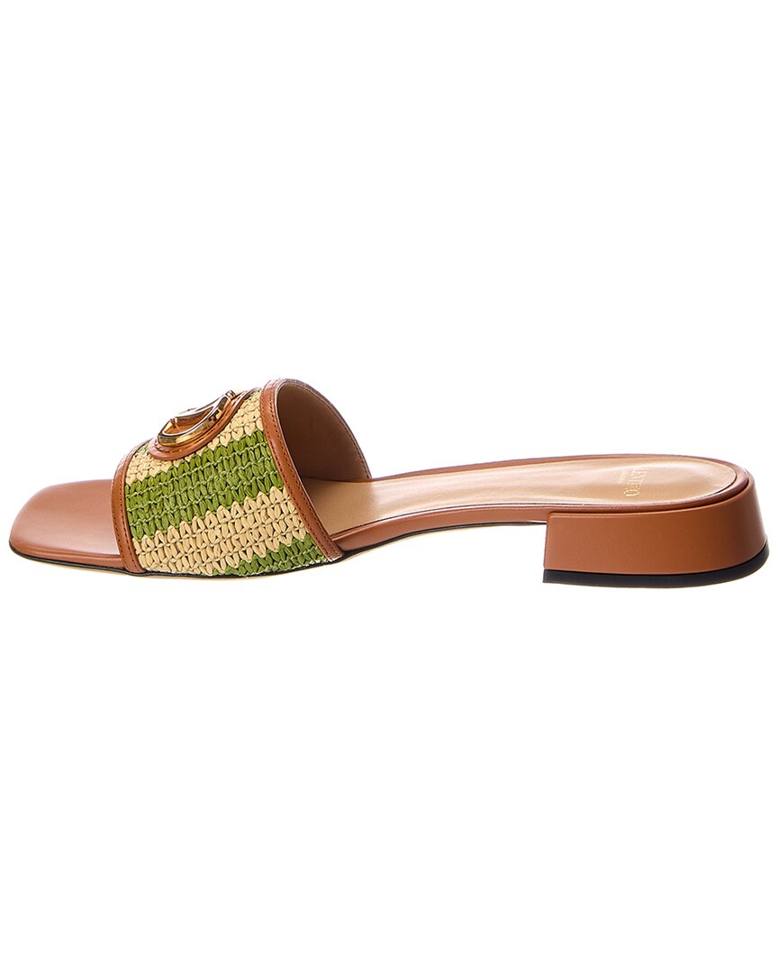 Valentino Vlogo Signature 20 Straw & Leather Sandal