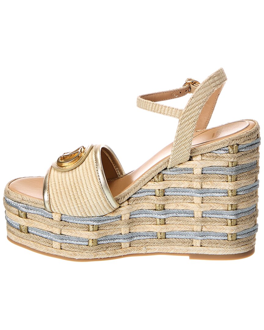 Valentino Vlogo Signature 120 Leather-Trim Wedge Sandal