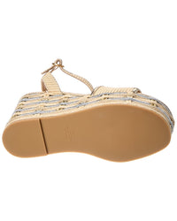 Valentino Vlogo Signature 120 Leather-Trim Wedge Sandal
