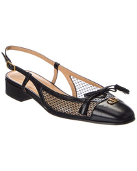 Valentino Valet Du Roi 25 Mesh & Leather Slingback Ballet Flat