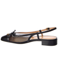 Valentino Valet Du Roi 25 Mesh & Leather Slingback Ballet Flat