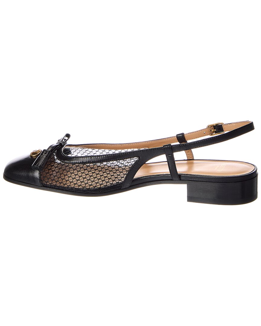 Valentino Valet Du Roi 25 Mesh & Leather Slingback Ballet Flat