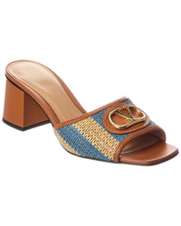 Valentino Vlogo 60 Straw & Leather Sandal