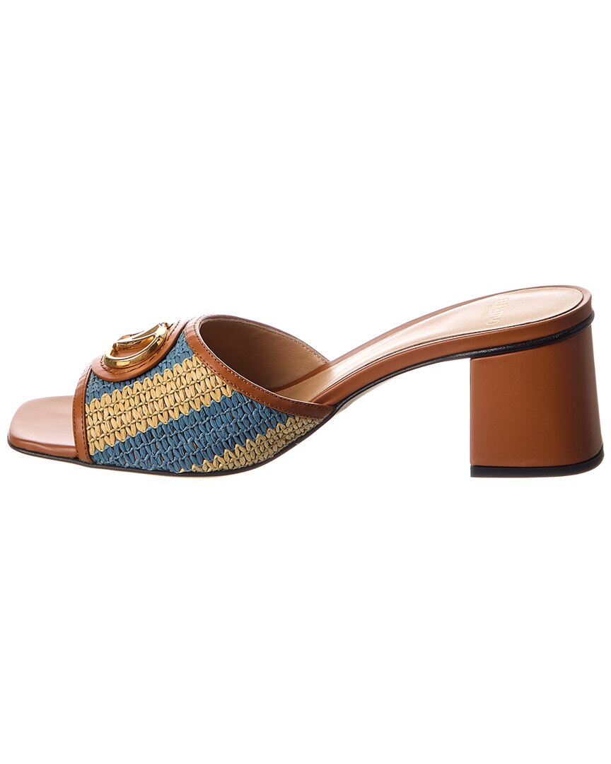 Valentino Vlogo 60 Straw & Leather Sandal