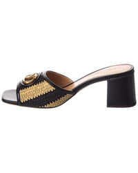 Valentino Vlogo 60 Straw & Leather Sandal