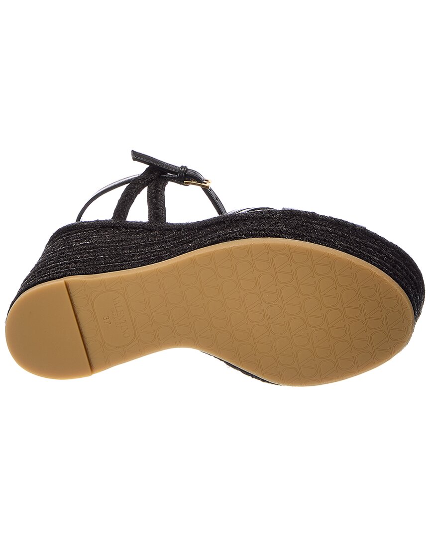 Valentino Vlogo Signature 120 Leather Wedge Sandal