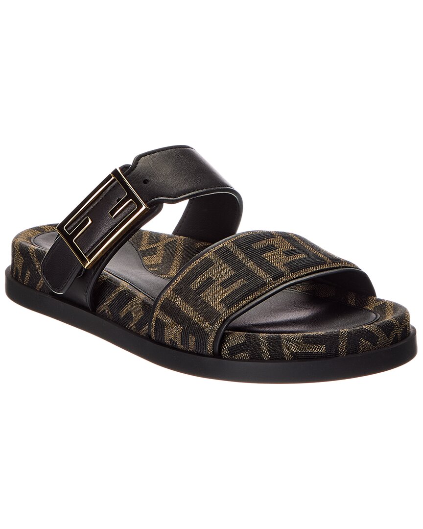 FENDI Dnu Inv Dnu Inv Fendi Feel Ff Jacquard & Leather Sandal