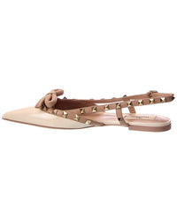 Valentino Valentino Rockstud Bow Patent Slingback Ballerina Flat
