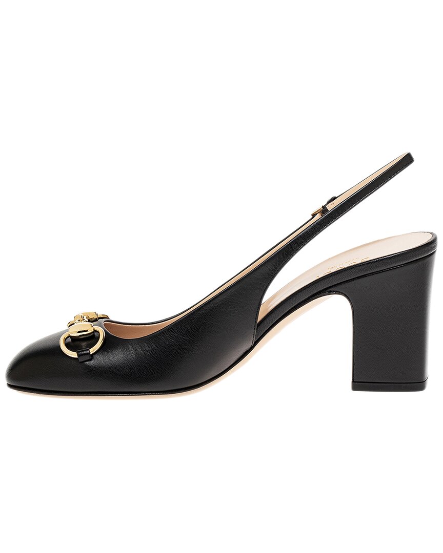 Gucci Horsebit Leather Slingback Pump