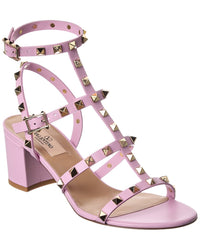Valentino Rockstud Caged 60 Leather Ankle Strap Sandal