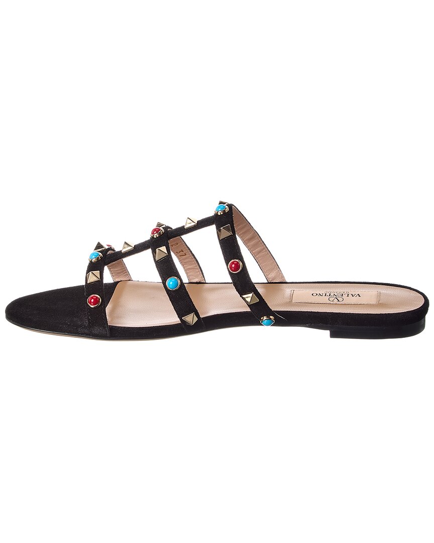 Valentino Rockstud Caged Suede Sandal