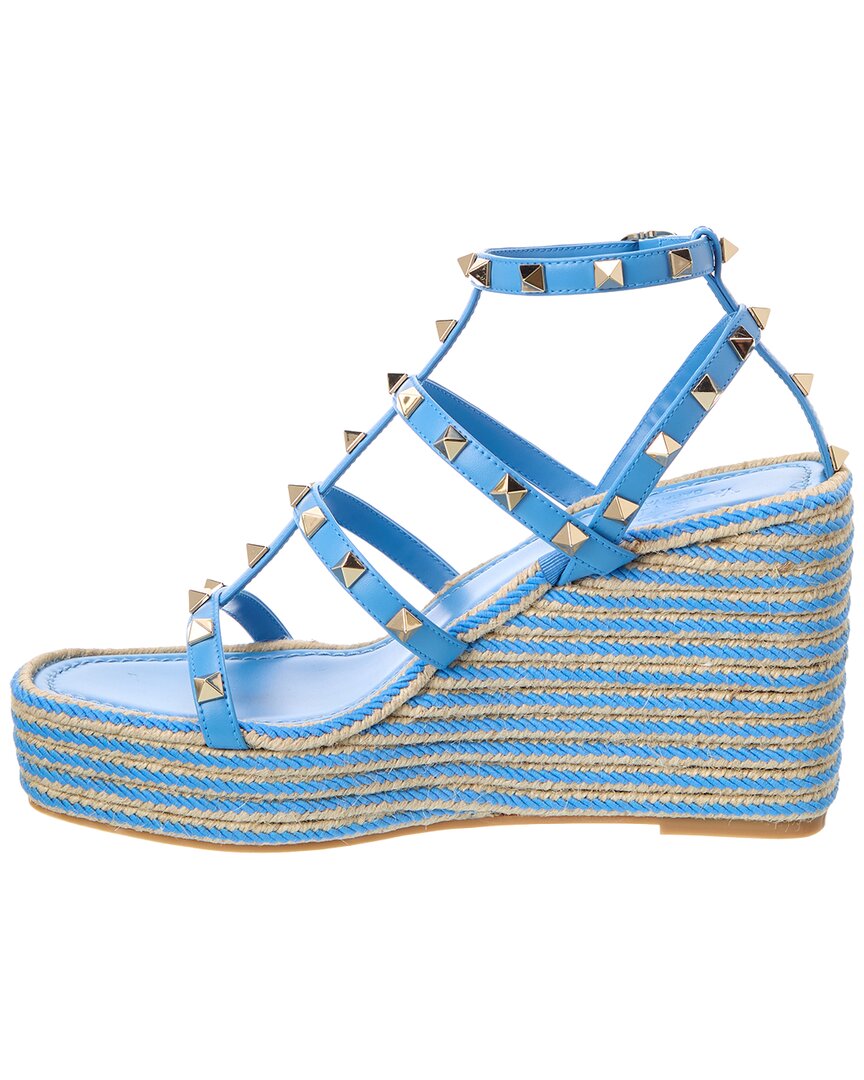 Valentino Rockstud Caged 95 Leather Wedge Sandal