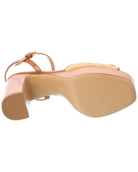 Valentino Vlogo Signature 115 Raffia & Leather Platform Sandal