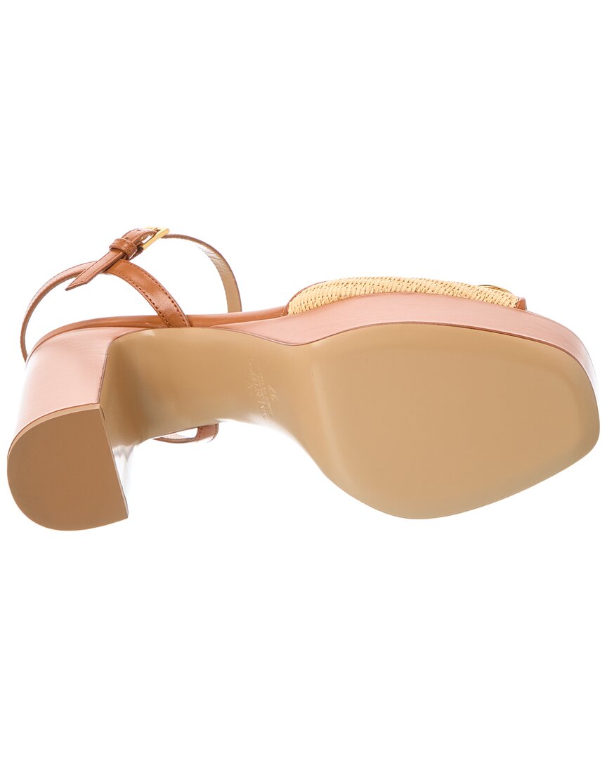 Valentino Vlogo Signature 115 Raffia & Leather Platform Sandal