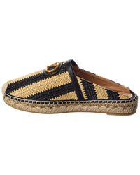 Valentino Vlogo Straw & Leather Mule Espadrille