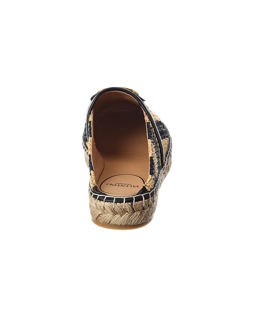 Valentino Vlogo Straw & Leather Mule Espadrille