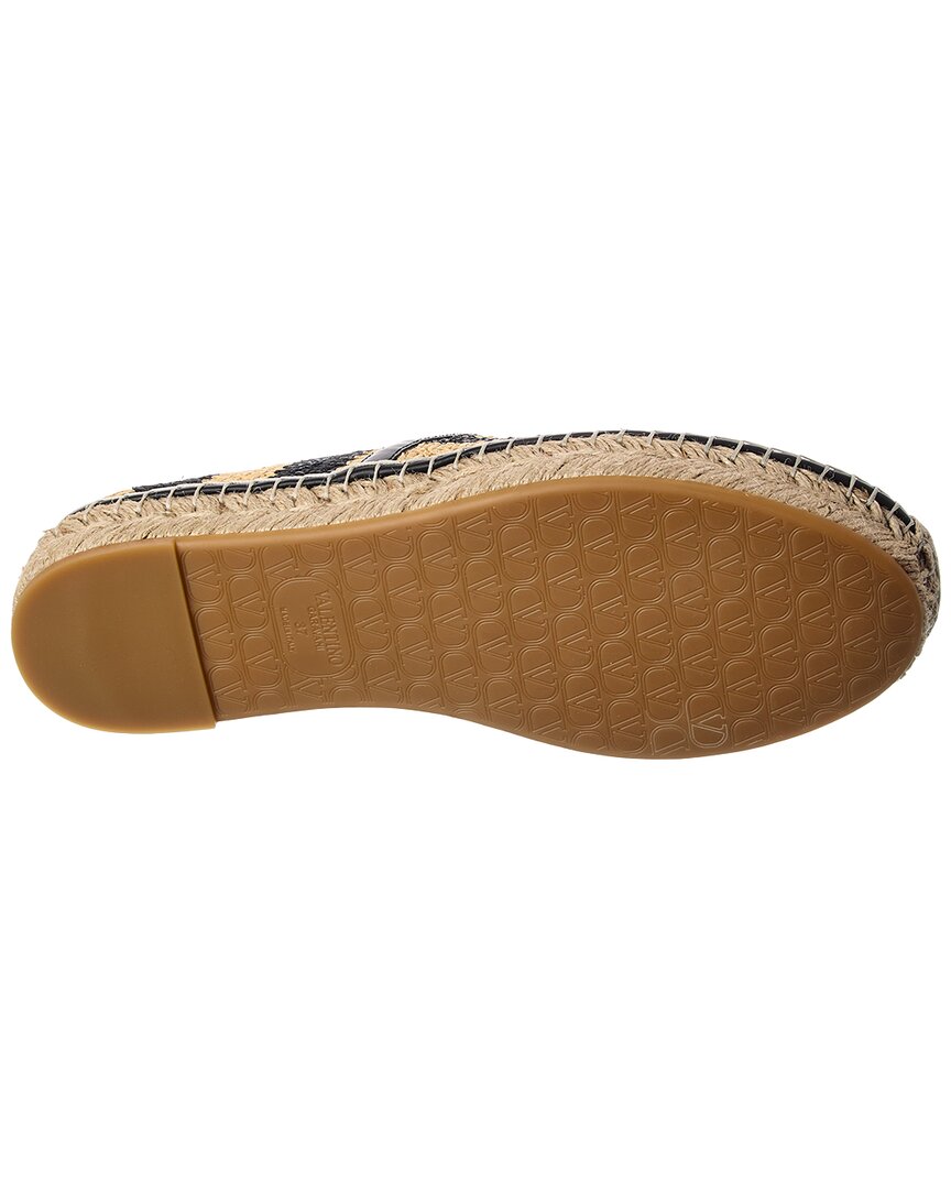 Valentino Vlogo Straw & Leather Mule Espadrille