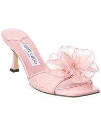 Jimmy Choo Skye/Corsage 70 Lace & Leather Sandal