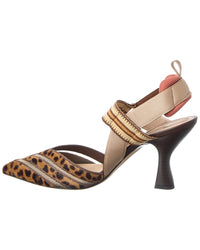 Fendi Colibri Haircalf & Mesh Slingback Pump