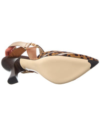 Fendi Colibri Haircalf & Mesh Slingback Pump