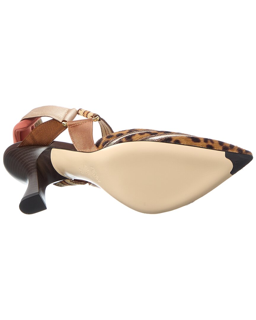 Fendi Colibri Haircalf & Mesh Slingback Pump